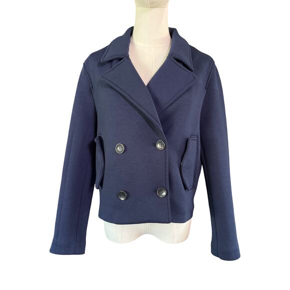 Maeve Navy Double Breasted Jacket Women’s Small Knit Peacoat Anthropologie - Picture 1 of 9